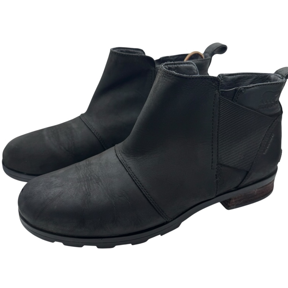 Sorel Women’s Emelie Chelsea Black Leather Waterproof Boots - Size 11